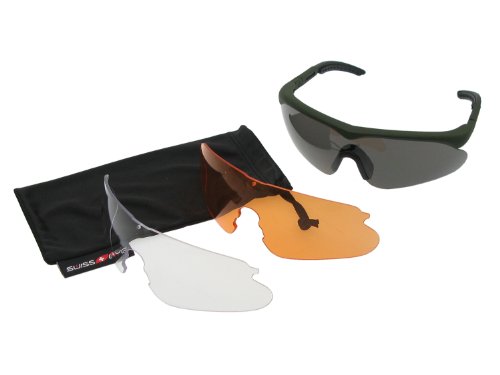 SWISS EYE Raptor - Gafas, (marco y tres gafas intercambiables, tratamiento para evitar el empañado y las rayas), marco color verde