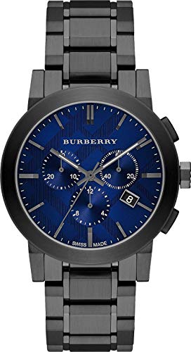 Swiss Gunmetal negro azul fecha esfera 42mm hombres cronógrafo acero inoxidable reloj de pulsera The City BU9365