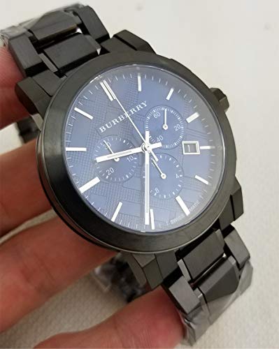 Swiss Gunmetal negro azul fecha esfera 42mm hombres cronógrafo acero inoxidable reloj de pulsera The City BU9365