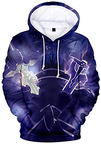 Sword Art Online Manga Sudadera con capucha para hombre de manga larga Alice Synthesis Cosplay Tops para mujer SAO Yuuki Asuna Kirigaya Kazuto Sudaderas Pullover, 07 Anime Sao Sudadera, XS