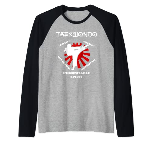 Taekwondo Indomitable Spirit Artes Marciales Karate Camiseta Manga Raglan