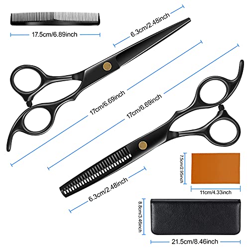 TAKRINK Tijera Peluquería Profesional Kit de Tijeras de Corte de Pelo Tijera para Cabello Barbero Portátil Tijeras Peluquero Acero Inoxidable con Tornillo de Tensión de Ajuste Fino para Hogar Salón