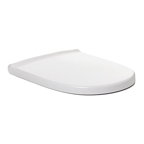 TATAY Tapa WC Universal Óptima Merida, de Termoplastico, Forma D, Caída Amortiguada, Extraible, Antibacteriano, Fácil Instalación, Blanco, Medidas 44 x 35.5 cm