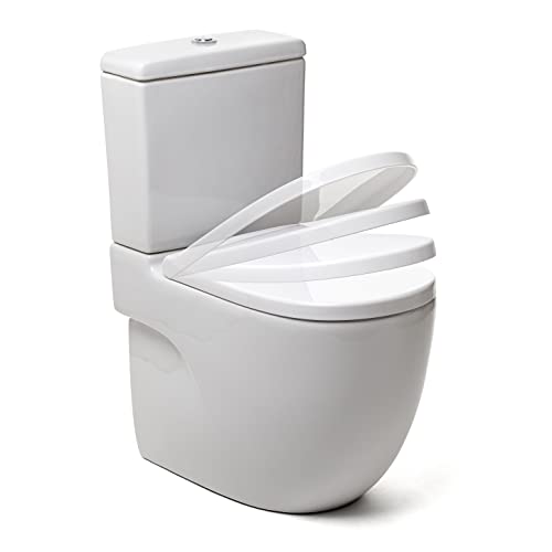 TATAY Tapa WC Universal Óptima Merida, de Termoplastico, Forma D, Caída Amortiguada, Extraible, Antibacteriano, Fácil Instalación, Blanco, Medidas 44 x 35.5 cm