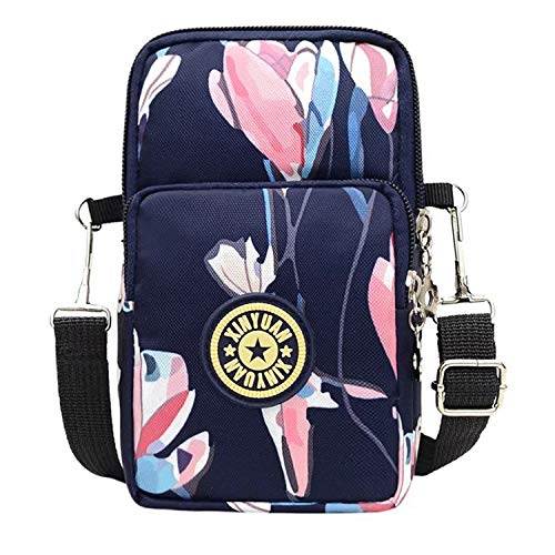 TCHEER - Bolso bandolera multifunción de 3 capas, resistente al agua, para adolescentes, regalos para teléfonos inteligentes, 6.5 pulgadas, maquillaje, llaves, tarjetas, Flor 1, S