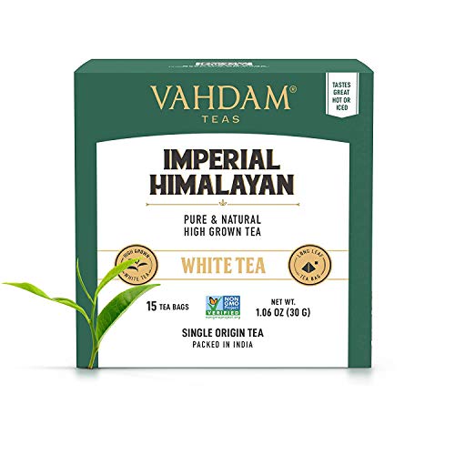 Té blanco del Himalaya imperial 15 Bolsitas de té, pirámide de hoja larga Bolsas de té blancas Cosecha cuidadosamente recolectada de estados de gran elevación, 100% saludable y natural