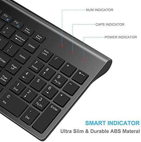 Teclado y Ratón Inalámbrico,Recargable Teclado Inalámbrico, 2.4GHz Slim Combo de Teclado y Ratón Inalámbrico,Ratón Inalámbrico Ergonómico Silencioso, Pare PC/Laptop/Windows (QWERTY Español)-Negro