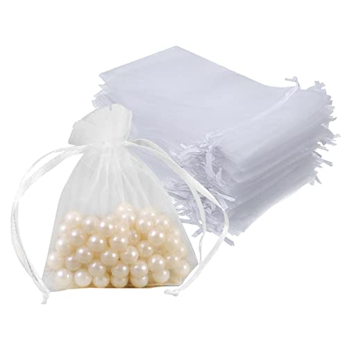 Teegxddy 50PCS bolsas de organza, regalo empaqueta Bolsas de organza bolsa de joyería, bolsitas de lavanda Ideal para regalos de la joyería dulces matrimonio-10x15cm (WHITE)