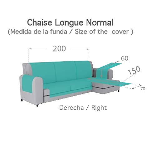 Textilhome - Funda Cubre Sofá Chaise Longue Adele, Protector para Sofás Acolchado Brazo Derecho. Tamaño -200cm. Color Beig (Visto DE Frente)