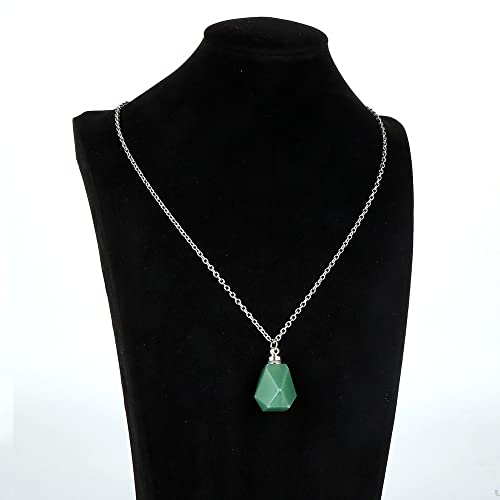 TFOOD Colgante Piedras Naturales, Exquisita Botella De Perfume De Aventurina Verde Natural Forma De Cristal Colgante Collar Reiki Chakra Collar Encanto Joyería para Mujeres Hombres Amigo Joya Regalo