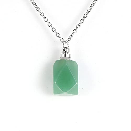 TFOOD Colgante Piedras Naturales, Exquisita Botella De Perfume De Aventurina Verde Natural Forma De Cristal Colgante Collar Reiki Chakra Collar Encanto Joyería para Mujeres Hombres Amigo Joya Regalo