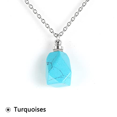 TFOOD Colgantes De Piedra, Exquisito Collar Colgante De Cristal con Forma De Botella De Perfume Turquesa con Cadena Reiki Chakra Collar Encanto Jewerly para Mujeres Hombres Amigo Joya Regalo