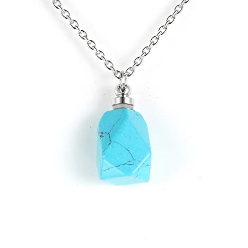 TFOOD Colgantes De Piedra, Exquisito Collar Colgante De Cristal con Forma De Botella De Perfume Turquesa con Cadena Reiki Chakra Collar Encanto Jewerly para Mujeres Hombres Amigo Joya Regalo