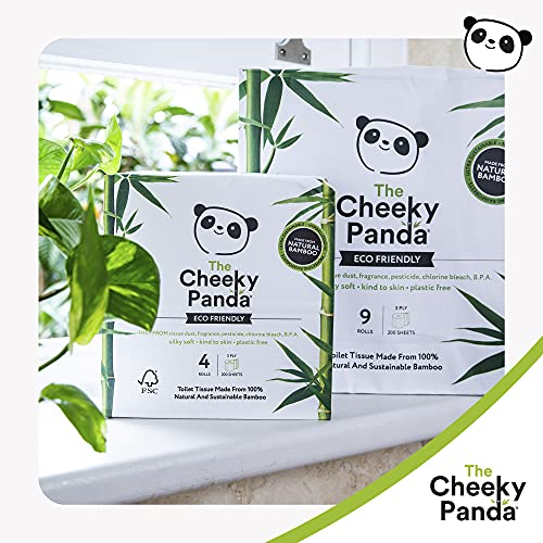 The Cheeky Panda - Papel higiénico de bambú | Caja de 24 rollos (6 paquetes de 4 rollos, 3 capas, 200 hojas) | Hipoalergénico, sin plástico, ecológico, súper suave, resistente y duradero
