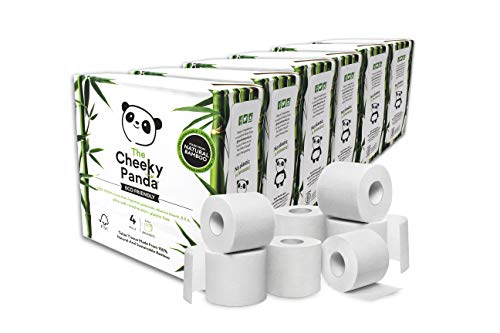 The Cheeky Panda - Papel higiénico de bambú | Caja de 24 rollos (6 paquetes de 4 rollos, 3 capas, 200 hojas) | Hipoalergénico, sin plástico, ecológico, súper suave, resistente y duradero