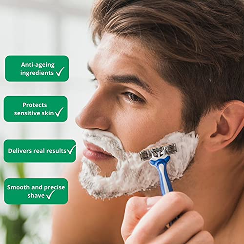 The Real Shaving Company Skin Defense Sensitive Shave Gel - Máximo deslizamiento de la navaja, afeitado de precisión, suaviza, calma y protege la piel sensible 1 x 125 ml