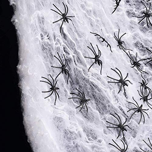 THE TWIDDLERS - 300g Tela de Araña Halloween Realista Extra Grande más 40 Arañas de Plástico - Halloween Decoración Casa