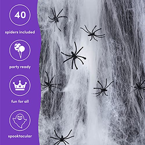 THE TWIDDLERS - 300g Tela de Araña Halloween Realista Extra Grande más 40 Arañas de Plástico - Halloween Decoración Casa