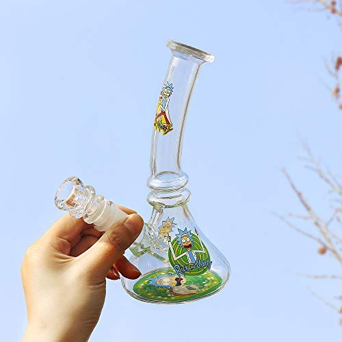 The7boX Peque?os tubos de agua de reciclador de vidrio Bong de 14 mm de dibujos animados Beaker Bongs