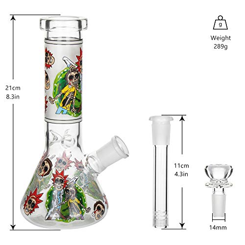 The7boX Tubos de agua de fumar de vidrio Bong con Downstem 14mm Luminoso Bongs 21cm 8.3"