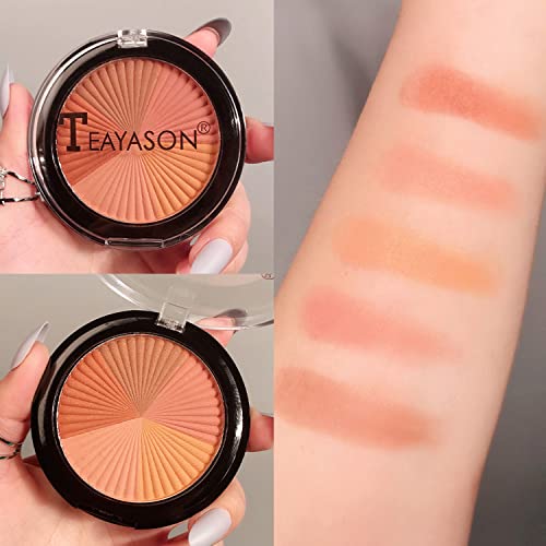 Thnkstaps 5 colores Maquillaje de paleta de rubor los cosméticos en polvo degradado se ruborizan Colorete de Maquillaje Facial Profesional multiusos para sombra de ojos, rubor y contorneado