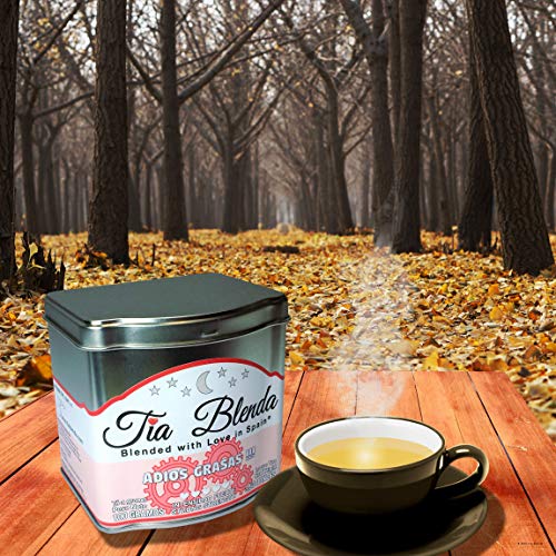 TIA BLENDA - TÉ ROJO PU-ERH (100 g) - Mezcla Exclusiva de Pu-erh Imperial Premium, JENGIBRE y CANELA. Té en hojas. 40 - 50 tazas. Presentación premium en lata. Loose Tea Caddy.