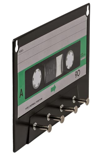 TIENDA EURASIA® Cuelga Llaves Original Cassette - Diseño Vintage 4 Ganchos - 20 x 13 cm