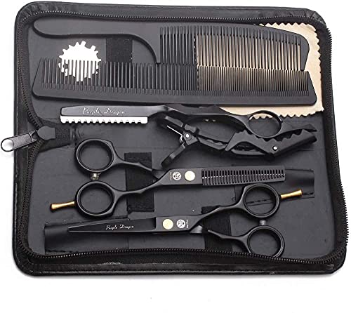 Tijeras de peluquería profesionales de 5.5 pulgadas, juego de tijeras de peluquero, corte de pelo perfecto para mujeres y hombres, tijeras afiladas para peluquero / principiante (negro)