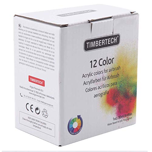 TIMBERTECH Pinturas acrílicas Colores para aerógrafo 12*30ml Modelo Air Base Pinturas multicoloresSet Pinturas para aerógrafo