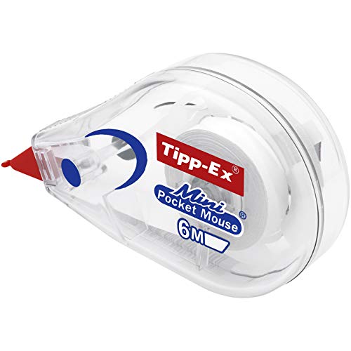 Tipp-Ex Cinta Correctora Blanca de Bolígrafos, Mini Pocket Mouse, Muy Resistente, 6m x 5mm, Caja de 10