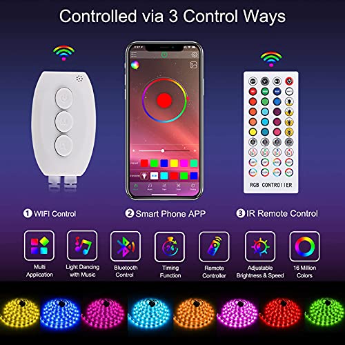 Tiras de LED Bluetooth, ALED LIGHT 5050 RGB 2x5 metros Luces de Tira LED 12V Banda de Luz Impermeable de Controlada por Control Remoto o Teléfono Inteligente para El hogar, Exteriores Decoración