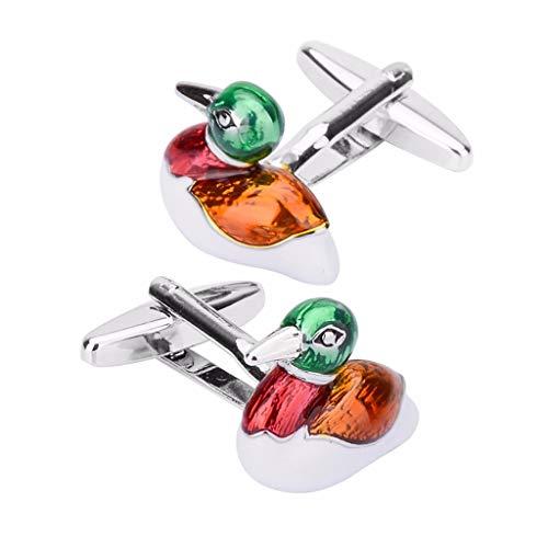 TJLSS Mandarin Duck Gemelos para Hombres Camisa Puños Puños Esmalte Publicidad DIY Boda Novios Regalo Joyería Masculina