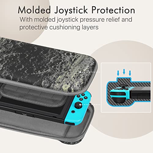 TNP - Funda de transporte para Nintendo Switch Travel Case (luna gris), diseño de Nintendo Kawaii, bolsa protectora de almacenamiento portátil, con protector de pantalla, soporte para 10 cartuchos