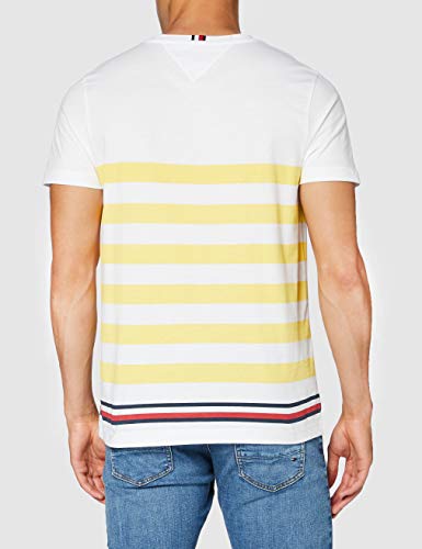 Tommy Hilfiger Bold Stripe tee Camiseta Deporte, Sun Ray/Multi, X-Large (Talla del Fabricante:) para Hombre