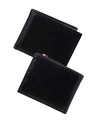 Tommy Hilfiger - Cartera de Piel para Pasaporte, Color Negro