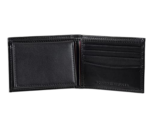 Tommy Hilfiger - Cartera de Piel para Pasaporte, Color Negro