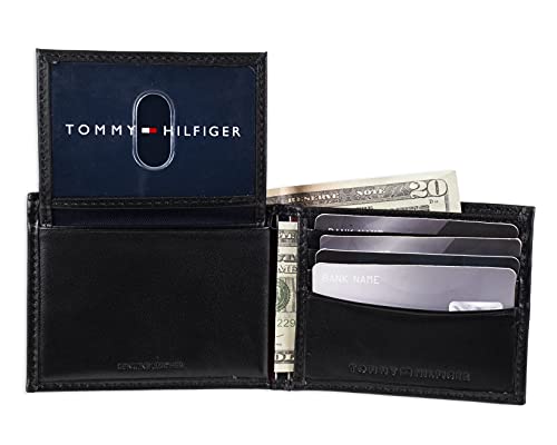 Tommy Hilfiger - Cartera de Piel para Pasaporte, Color Negro