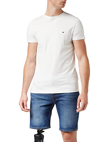 Tommy Hilfiger Core Stretch Slim Cneck tee Camiseta, Blanco (Bright White 100), M para Hombre