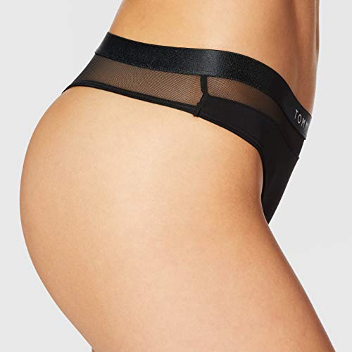 Tommy Hilfiger Corte Regular Tanga de Malla Transparente Alrededor de la Cintura, Negro (Black), 38 (Talla del Fabricante: M) para Mujer