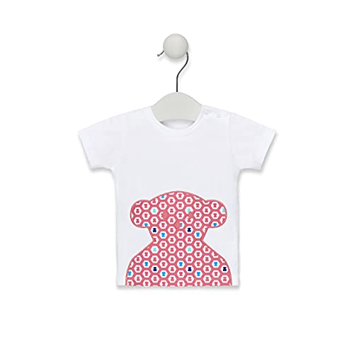 TOUS BABY - Camiseta Manga Corta para tu Bebé, Oso Central con estampación Exagon. (Coral, 1-3 Meses)