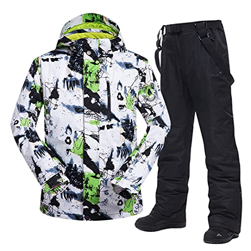 Traje esquí para Hombre -30 Temperatura Impermeable cálido Invierno montañismo Nieve Snowboard Conjunto Chaquetas y Pantalones BLV and Black XXL