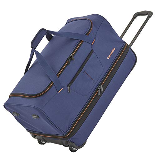 Travelite Basics Trolley Reisetasche auf Rollen 55cm, erweiterbar auf 64 Liter Volumen, in DREI Farben Bolso de Viaje 55 Centimeters 51 Azul (Marine/Orange)