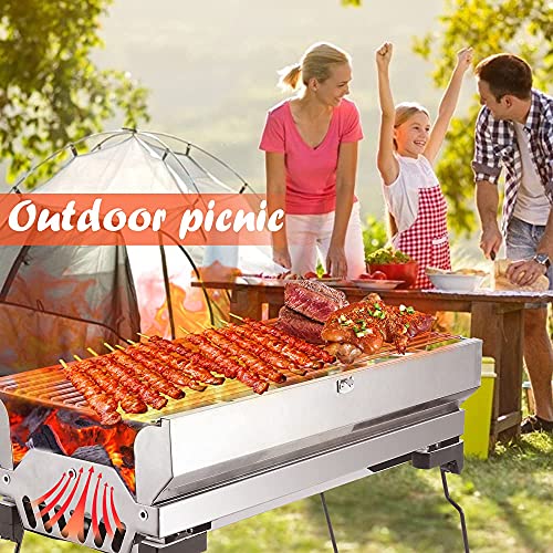 TTLIFE Parrilla Plegable portátil de Acero Inoxidable Parrilla de Barbacoa Plegable portátil con Patas Suprema Ligera para Camping, Picnic (18"1 * 9" 1 * 14 Pulgadas)