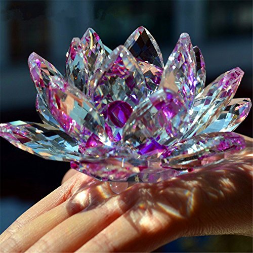 TYGJB Cristal de Cuarzo Fino Cristal de Lotus Flor de Loto Piedras Naturales y minerales Feng Shui Esfera Cristales Flores para Recuerdos de Boda (Morado)