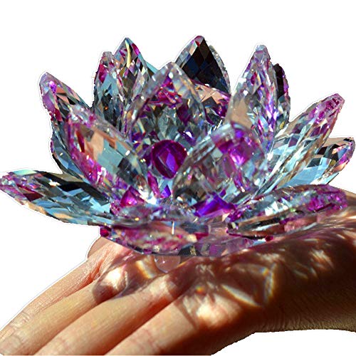 TYGJB Cristal de Cuarzo Fino Cristal de Lotus Flor de Loto Piedras Naturales y minerales Feng Shui Esfera Cristales Flores para Recuerdos de Boda (Morado)