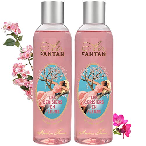 Un Air d'Antan® Set de 2 geles de baño o ducha, flor de cerezo, fragancia dulce y floral: Flor de cerezo y fresia - Fórmula espumosa e hidratante - 250ml mixto hombres/mujeres