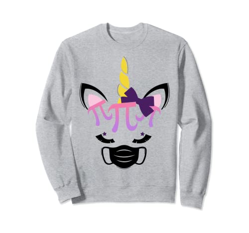 Unicorn Pi Day Quarantine Mascarilla Pi Math Geek Girl 3.14 Sudadera