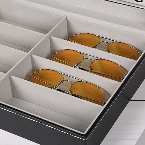 UNISOPH Caja De Gafas, 8 Rejilla De Almacenamiento De Gafas, Vitrina De Gafas, Soporte De Exhibición con La Caja De Cuero del Sol para La Tienda De Gafas De Casa