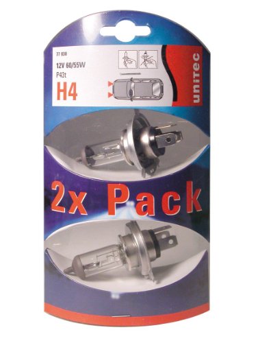 Unitec 77838 - Bombilla H4 para faros delanteros (2 unidades, 12 V, 60-55 W, P43t)