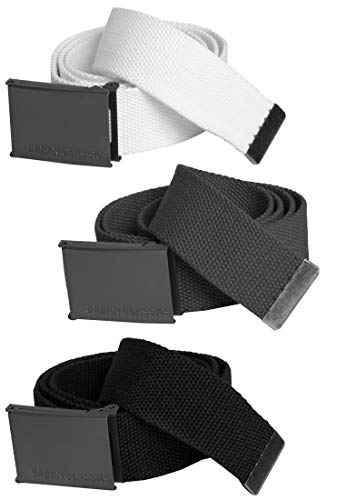 Urban Classics Canvas Belts Cinturón, Multicolor (Blk/Gry/Wht 00574), 120 (Pack de 3) Unisex Adulto